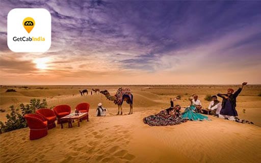 Places in Jaisalmer at Sam Sand Dunes by Get Cab India